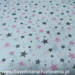 Bawełna - Gwiazdki szaro różowe 0,1 mb
