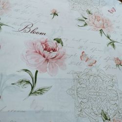 Bawełna - Różowe kwiaty z tekstem (bloom) 0,1 mb