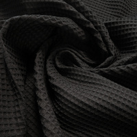 Tkanina wafel drobny czarny WA01