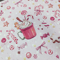 Dzianina bawełniana druk w herbatki DD003