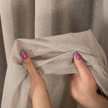 Firanka z ołowianką w stylu NATURAL LOOK - zimny beż