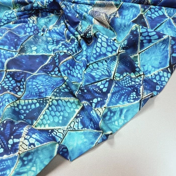 Dzianina bawełniana turkusowe łuski DD024