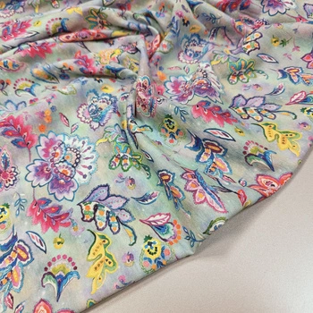 Dzianina bawełniana kwiatuszki na szarym tle DD022