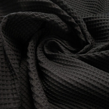 Tkanina wafel drobny czarny WA01